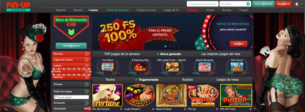 Pin Up Casino Perú - página principal del sitio oficial