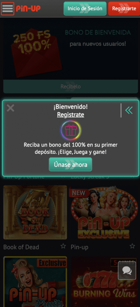 Pin Up Casino Perú - versión móvil del casino online